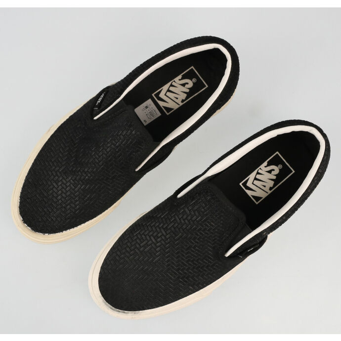 men's shoes VANS - AT Classic Slip-On (Braided Suede) - BLACK - DAMAGED