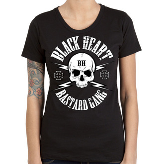 t-shirt street women's - SKULL BASTARD GANG - BLACK HEART - 010-0018-BLK